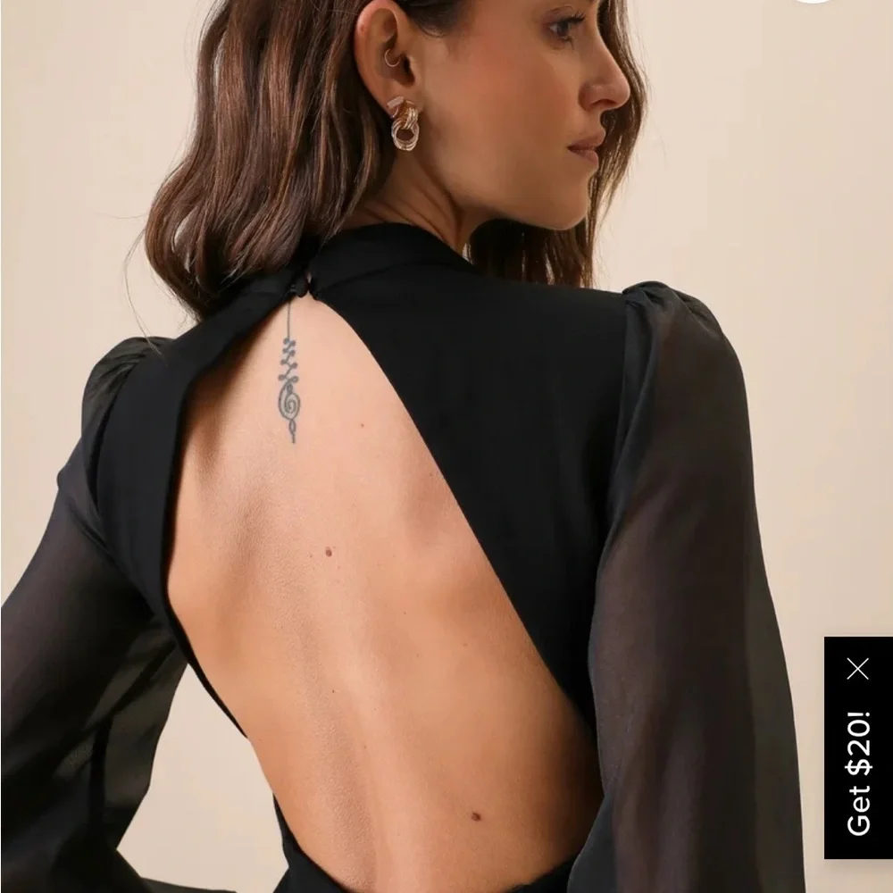 Lulus Seeking Sophistication Black Backless Balloon
Sheer Sleeve Maxi Dress, XL - Picture 11 of 13